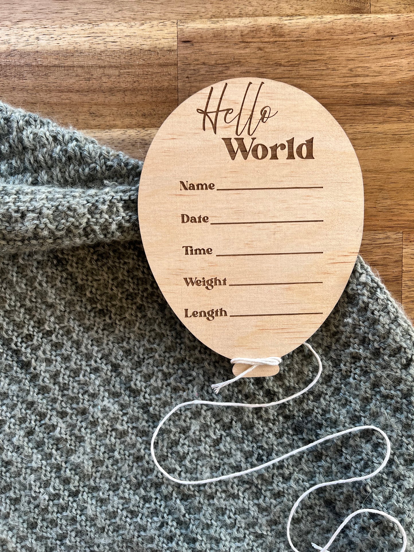 ‘Hello World’ Balloon Birth Announcement Plaque