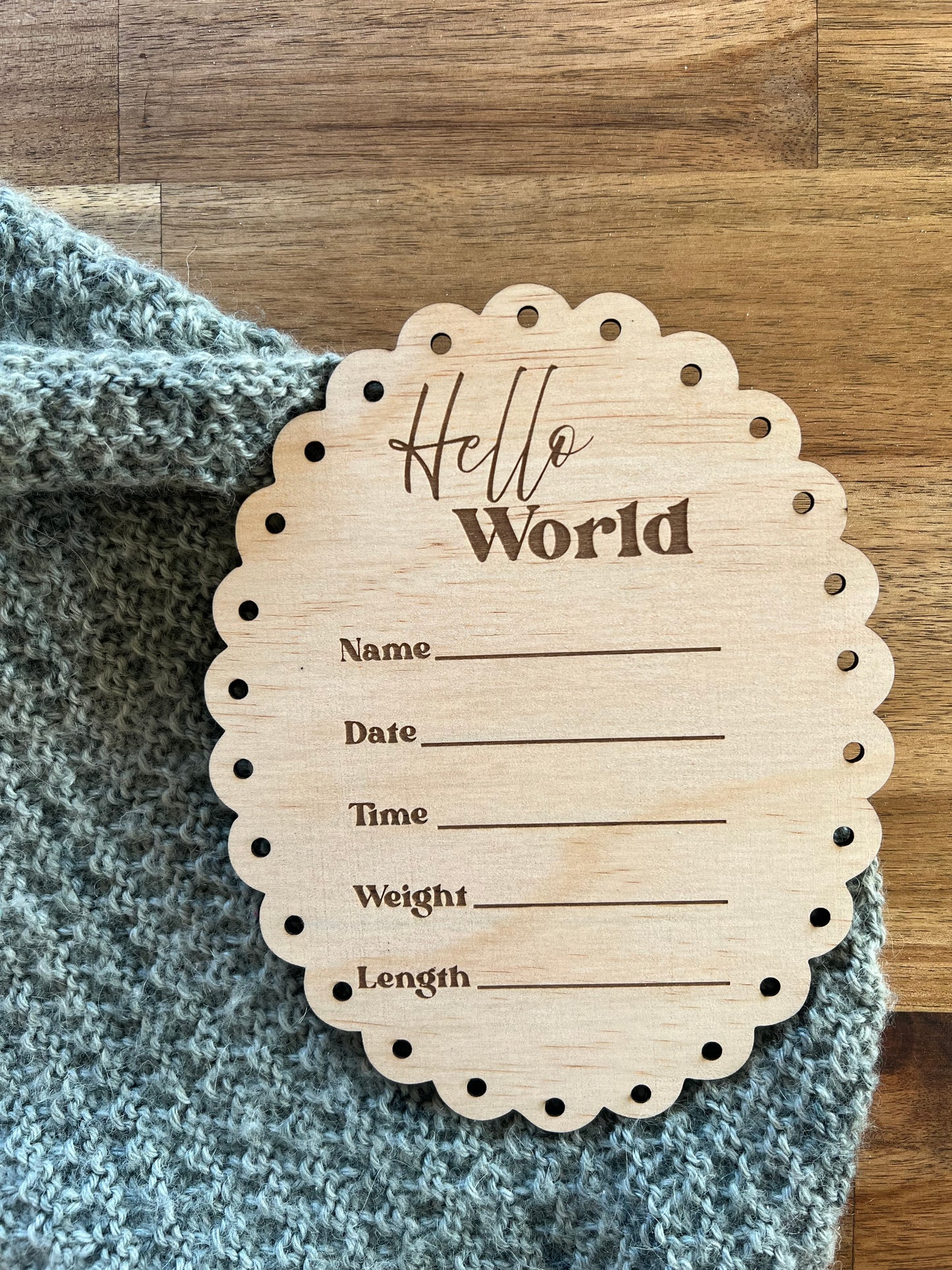 ‘Hello World’ Oval Birth Announcement Plaque
