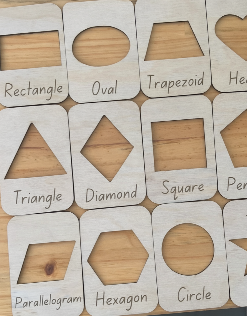 Set of 12 Tracing Wooden Shape Stencils