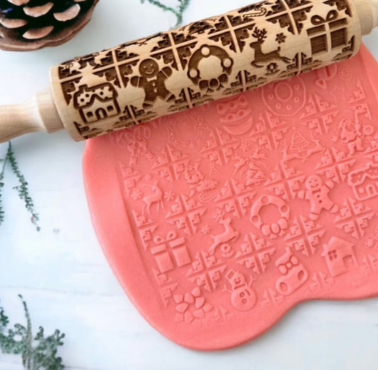 Christmas Grid Playdoh Rolling Pin