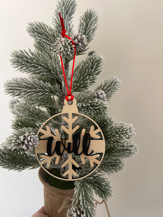 Personalised 3D Name Baubles ~ Black and Pine