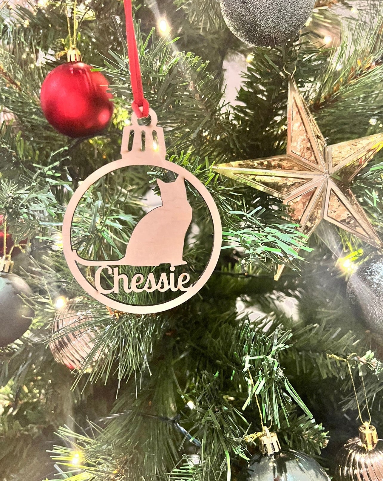 Personalised Cat Christmas Baubles