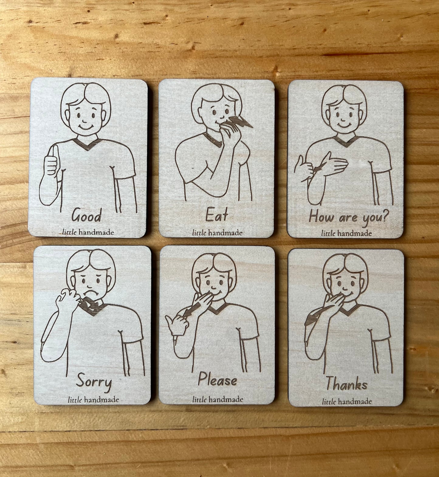 Set of 12 Auslan Flashcards - Emotions/Feelings and Questions