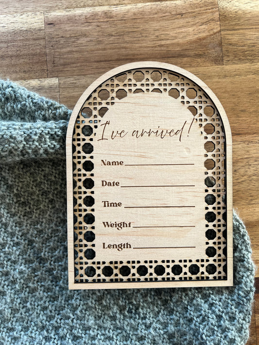 ‘I’ve Arrived’ Arch Birth Announcement Plaque
