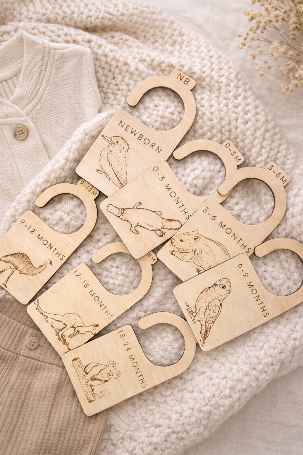 Australian Animal Set of 7 Baby/Toddler Clothes Dividers
