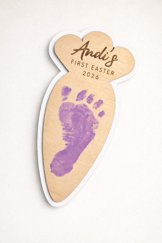 Happy First Easter Carrot Footprint Plaque