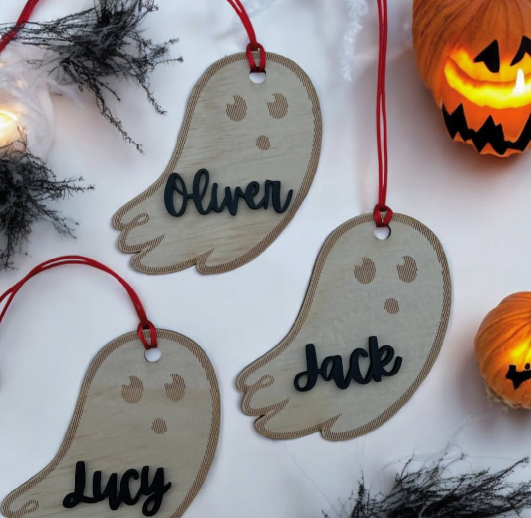 Personalised Ghost Halloween Trick or Treat Bag Tags
