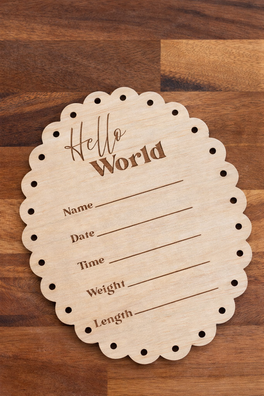 'Hello World' Newborn Announcement Plaque