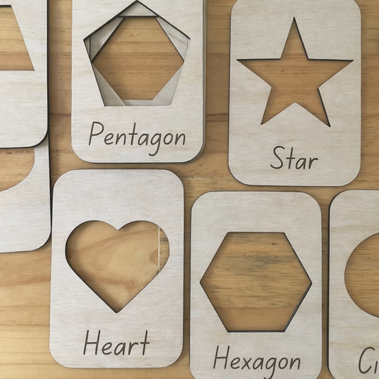 Set of 12 Tracing Wooden Shape Stencils