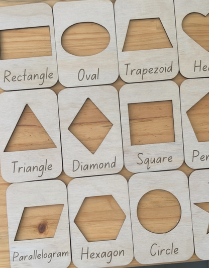 Set of 12 Tracing Wooden Shape Stencils