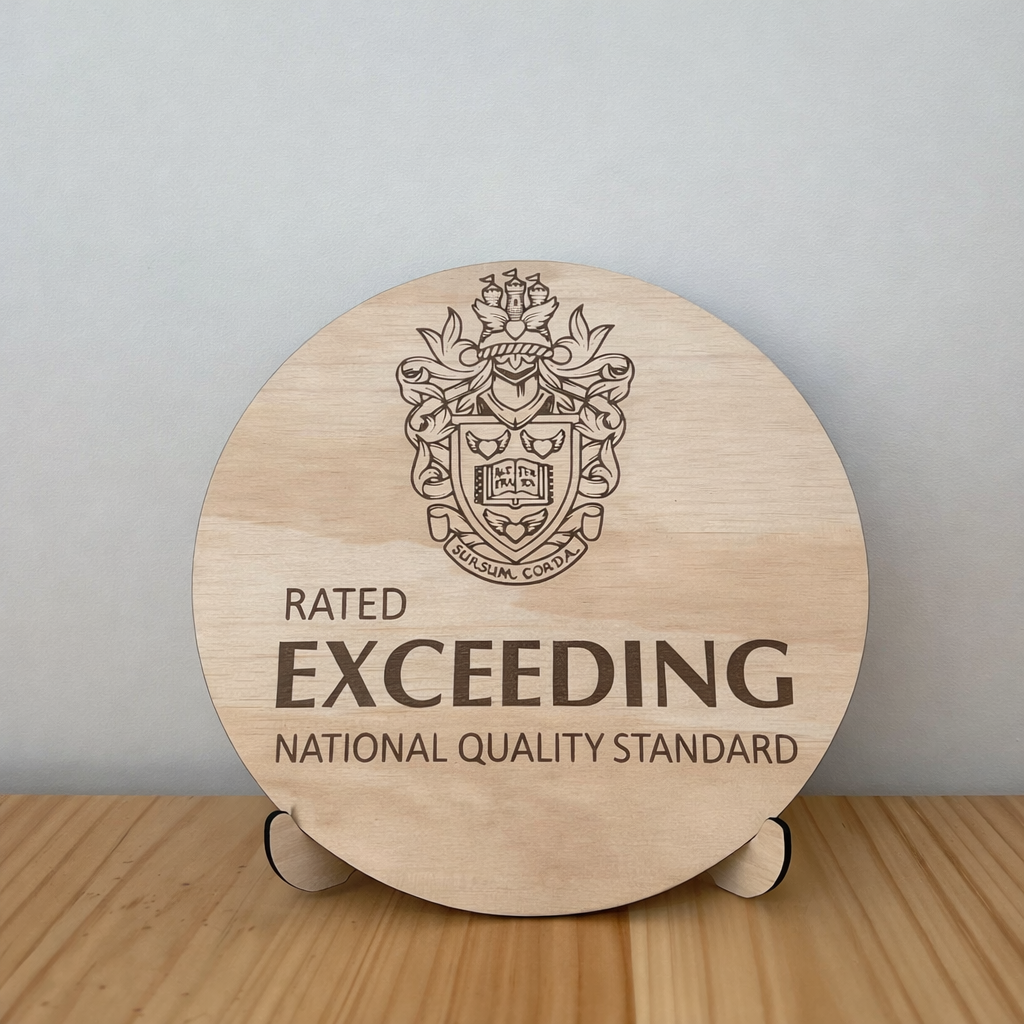Rated 'Working Towards', 'Meeting', 'Exceeding' Childcare/OSHC Plaques
