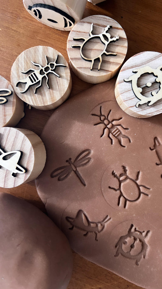 x5 Wooden 'Bugs and Insects' Stamp Set